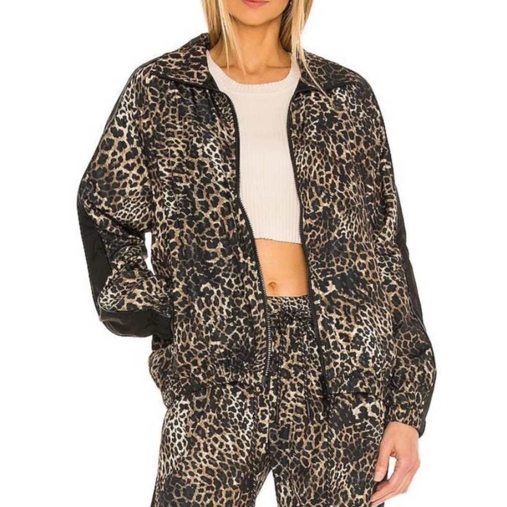 Pam & Gela X Revolve Leopard Animal Print Full Zip Windbreaker Jacket